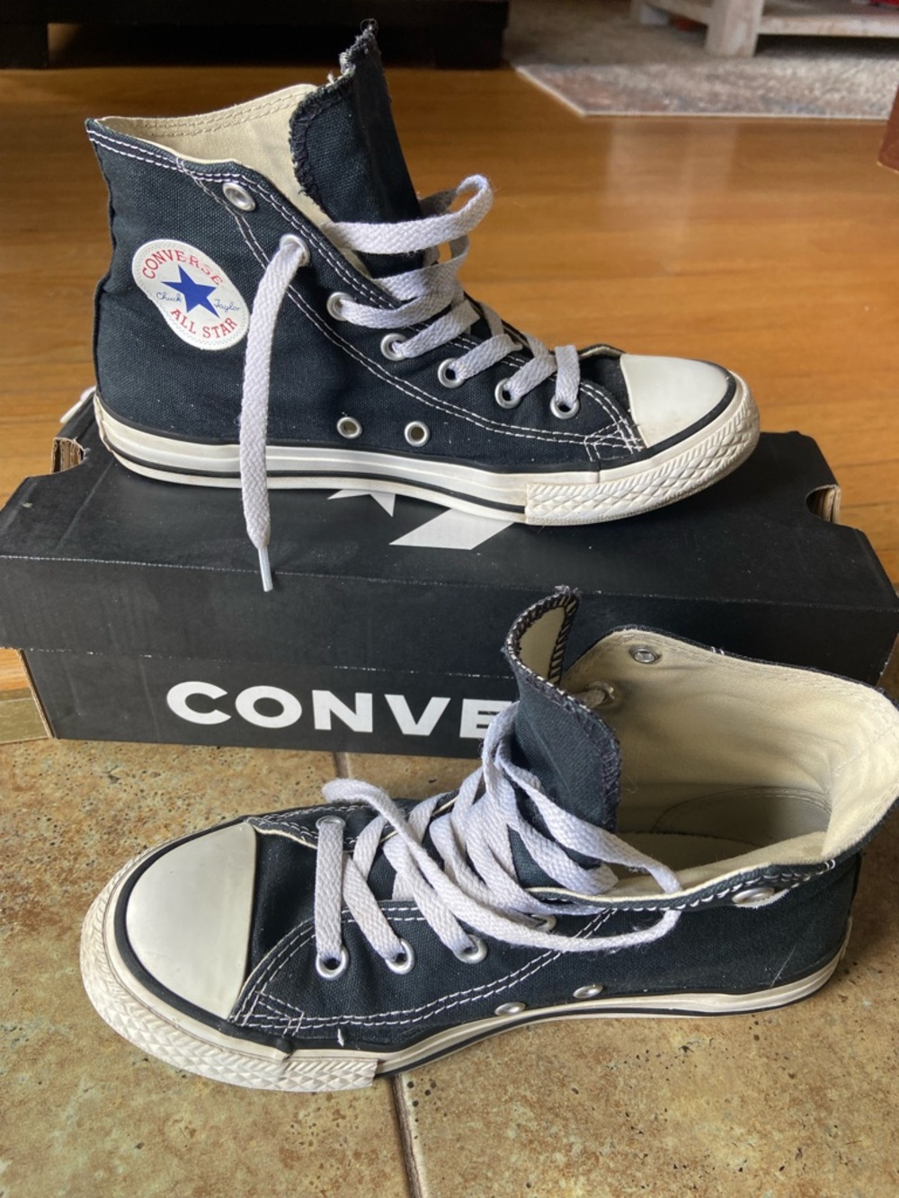 Converse Black High Top Canvas Sneakers with White Accents